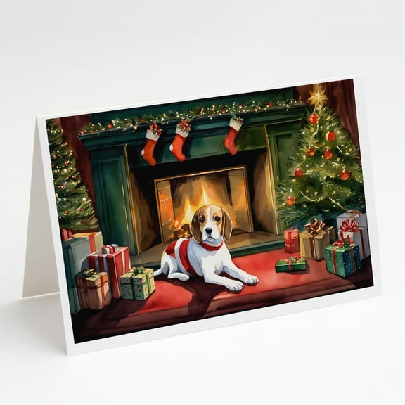 Beagle Cozy Christmas Greeting Cards Pack of 8 7 in x 5 in