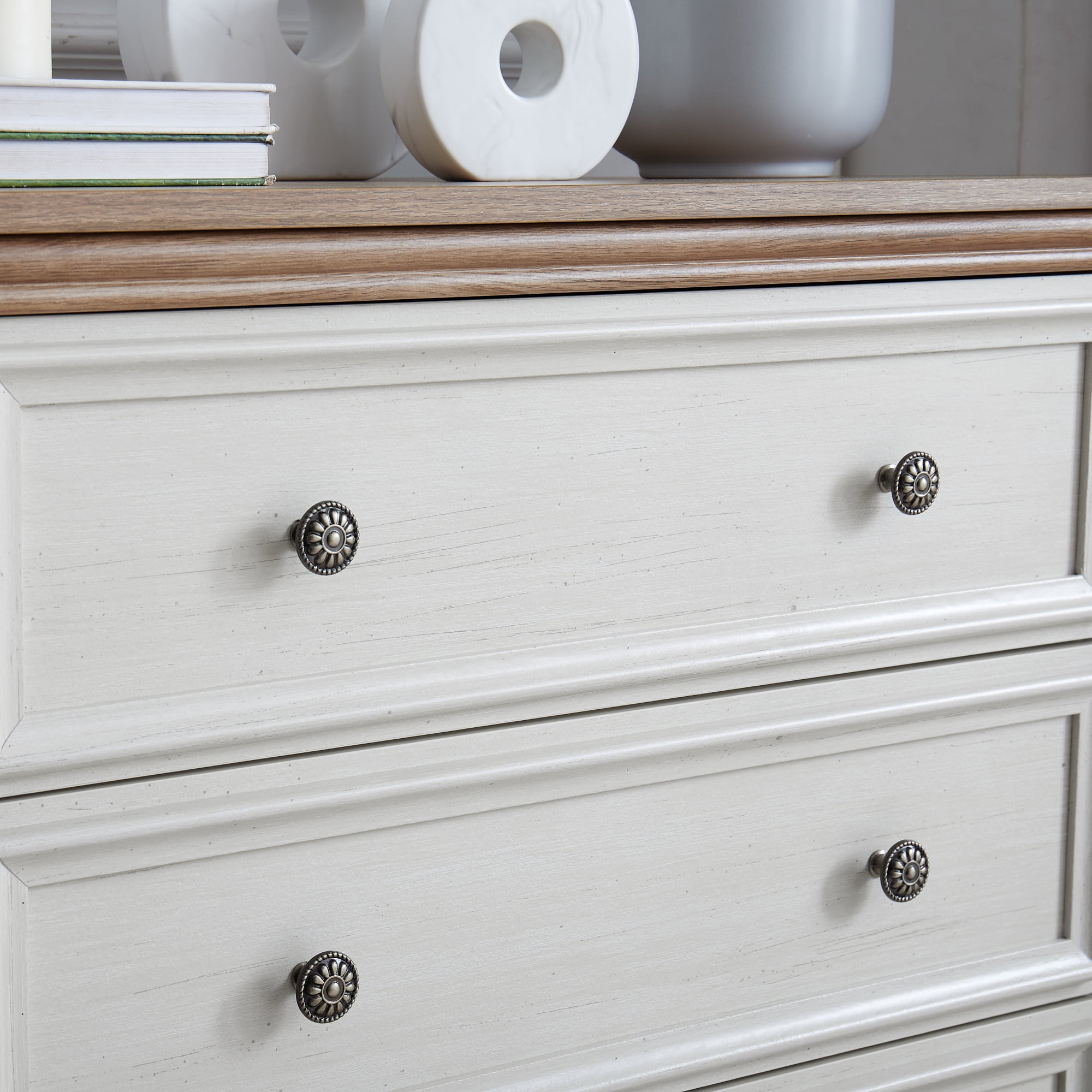 Leumius 5-Drawers Dresser,Farmhouse Tall Chest of Drawers Closet Organizers and Storage for Living Room,Bedroom,Beige