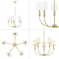 thumbnail image 6 of Prominence Home Billet Brushed Gold 5-Light Chandelier with Fabric Shades, 6 of 14