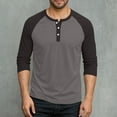 thumbnail image 2 of FRSASU Men's Henley Shirt Fall Crewneck Color Block Slim Fit Long Sleeve T Shirts Button up Tees Watermelon Red, 2 of 7