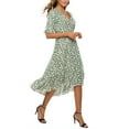 thumbnail image 6 of Ecqkame Women Summer Boho Long Midi Dress Summer Casual Print Dress V-Neck Short Sleeve Loose Dress Green XL on Clearance, 6 of 9