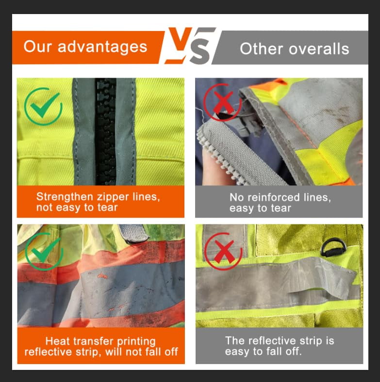 AYKRM Heavy Woven Two Tone Engineer High Vis Reflective work construction safety vest for men Class 2 with Cargo Pockets