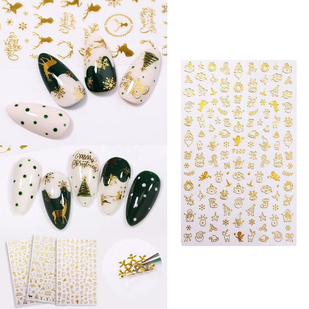 1 Hoja de Navideñas para Decoración de Uña Calcomanías para Uñas de Bricolaje para Niña Niño Manicura, Salón de Uñas - Mezclado Macarena Arte de uñas pegatinas