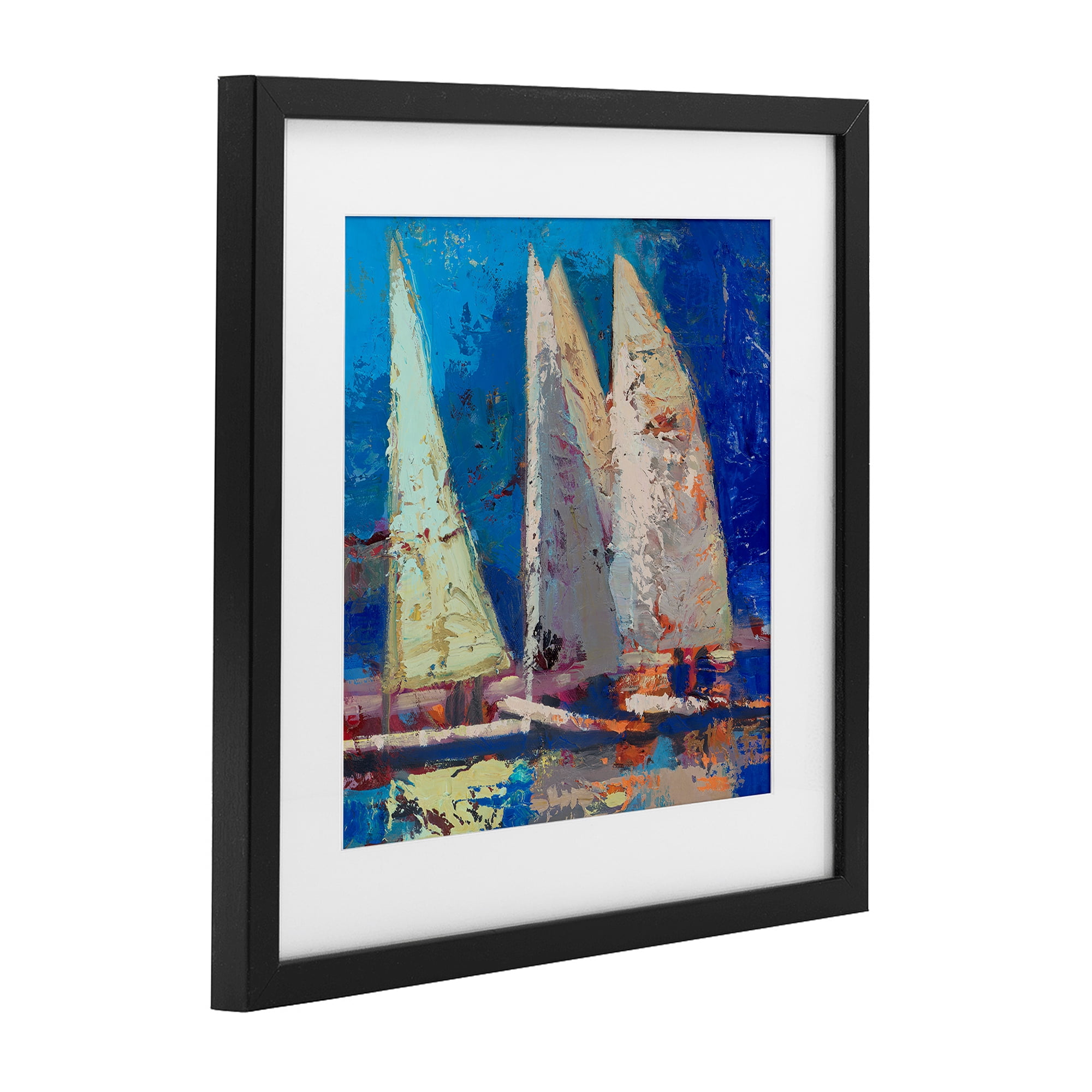 Stupell Industries A Strong Wind Sailboats Black Framed Print Under Glass, design by Beth A. Forst