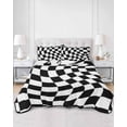 thumbnail image 3 of Black and White Checkered Summer Quilt Set Twin XL Size,Soft Quilted Bedding Set with 2 Pillow Shams,Modern Irregular Geometric Lightweight All Season Bedspread Coverlet for Bedroom 68"x98", 3 of 6