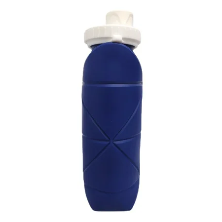 

600ml Foldable Water Bottle Leak-proof Silicone Portable Water Bottles For Travel Camping Hiking Outdoor Dark Blue