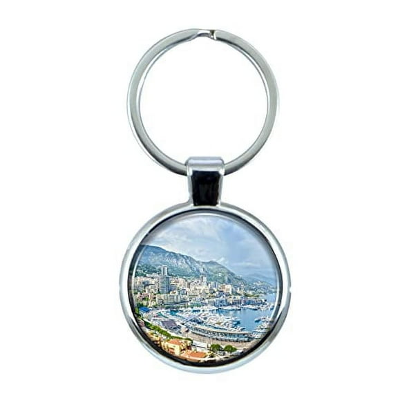Monte Carlo Keychain with Epoxy Dome and Metal Keyring