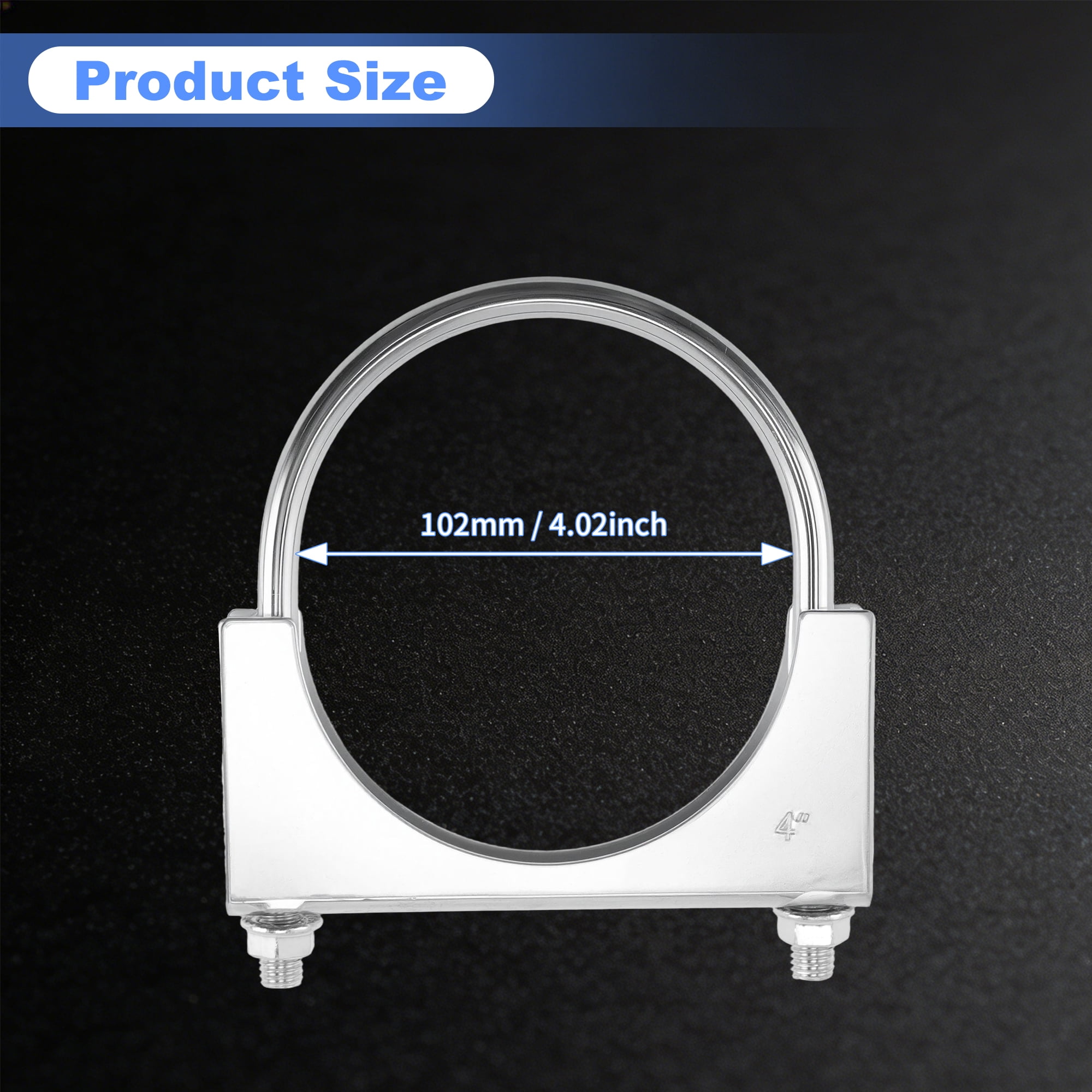 Unique Bargains U Bolt Muffler Exhaust Clamp 4.02″ Galvanized Iron U-Bolt Muffler Tip Exhaust Hook Silver Tone U-Bolt Clamp for 102 mm Tip Pipes Connection 1 pc