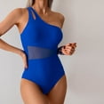 thumbnail image 6 of ZQUUVOU Women's Bikini 2025 One Shoulder Off Solid Color Athletic Swimsuit (Blue,M), 6 of 8