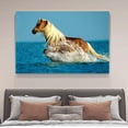 thumbnail image 4 of Horse Running in The Water Canvas Poster Bedroom Decor Sports Landscape Office Room Decor Gift,Frame-style,16x24inch(40x60cm), 4 of 8