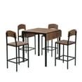 thumbnail image 3 of Harper & Bright Designs Farmhouse 5 Pieces Counter Height Drop Leaf Dining Table Set, Extendable Square Table and 4 Chairs, Brown, 3 of 14