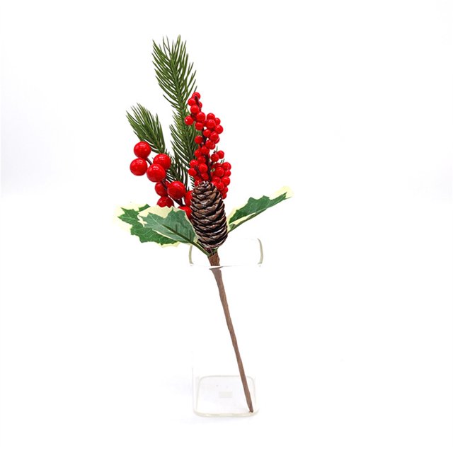 Décorations de l'Action de Grâce Pics de Baies Rouges Tiges Artisanat Branche Couronne de Noël Houx Branches Artificielles Petits Pics Pics Floraux pour Couronnes de Fleurs de Noël Cadeaux de Noël DIY
