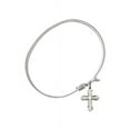 thumbnail image 2 of 7 1/4 inch Oval Eye Hook Bangle Bracelet w/ Cross medal charm w/ April Crystal Swarovski Crystal, 2 of 3