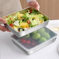 thumbnail image 2 of Visland Stainless Steel Food Containers with Lids Rectangle Meal Prep Container for Fridge Storage Kitchen Tray Leak-Proof Bacon Salad Cheese Deli Meat Fruit Picnic BBQ Organizer, 2 of 8