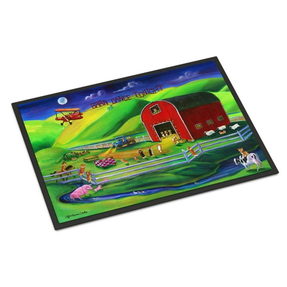 Carolines Treasures 7404MAT Corgi Barn Dance Doormat 18x27 27"L x 18"W multicolor