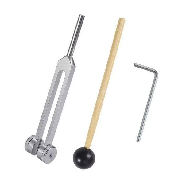 128 Hz Aluminum Tuning Fork Alloy Tuning Fork Provides Frequency Response with Silicone Hammer, Repair Tool