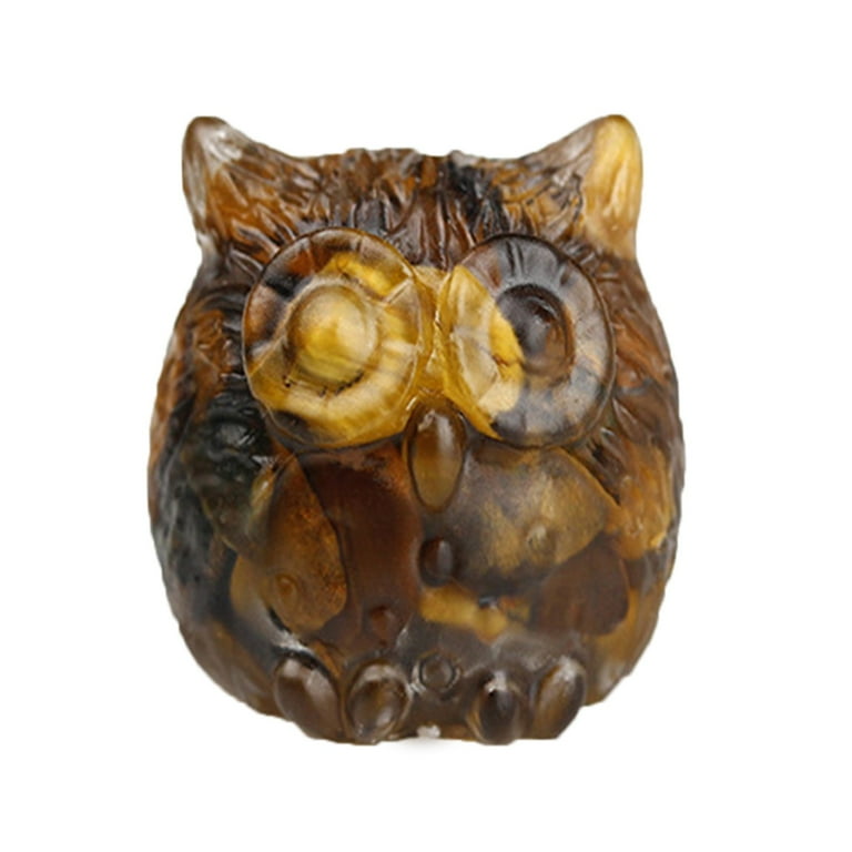 Natural Crystal Gravel Epoxy Owl Desktop Ornament Decorative