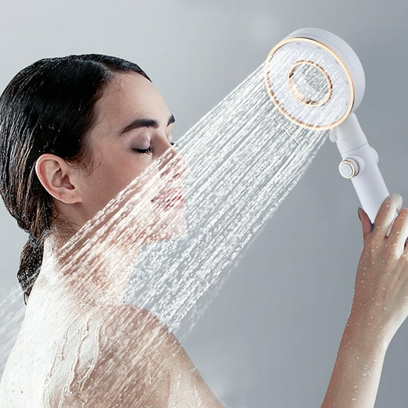 Qiweii 3 Bathing Modes Water Heater Filter Shower Head,One-key Pressurised Water Stop Function,Home Bathroom Shower Accessory