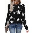 thumbnail image 3 of ZUKMRJPC Women's Long Sleeve Shirts Crewneck Cute Stars Print Loose Fit Tunics Sweatshirt Fall Soft Comfy Casual Basic Cotton Tees Tops, 3 of 6