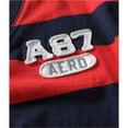 thumbnail image 2 of Aeropostale Playera gráfica A87 con cuello en V y rayas para hombre, roja, pequeña, 2 of 2