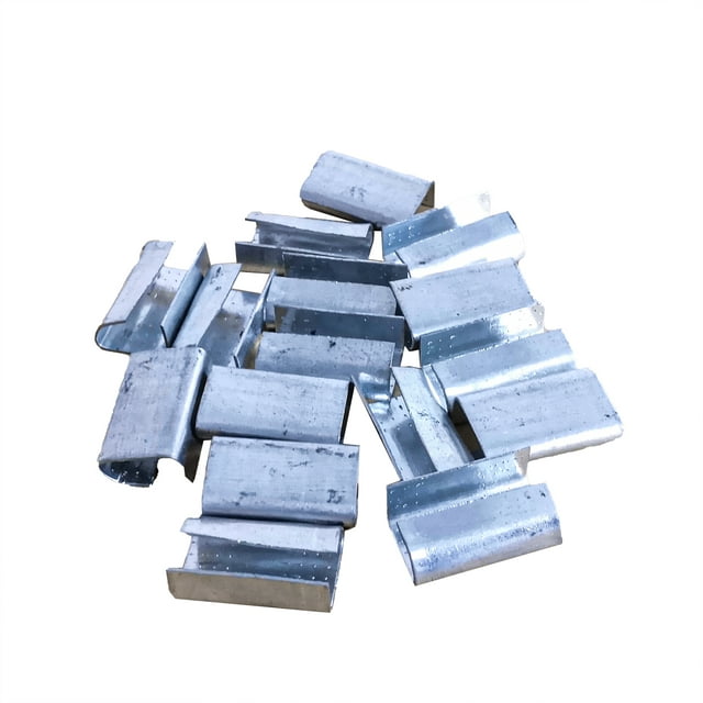 FixtureDisplays® Joints Ouverts (à Encliqueter) pour Largeur de Sangle de 1/2 Pouces en Acier Poly (Lot de 100) – Puissance de Maintien Supérieure – Clips Métalliques Robustes pour Sécuriser les Emballages Lourds et les Bandes de Palette 14435