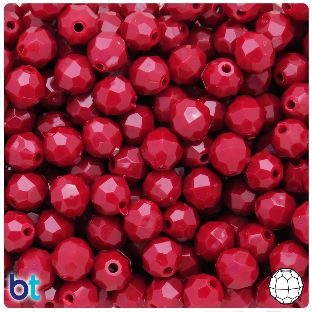 BeadTin Lime Opaque 10mm Faceted Round Plastic Craft Beads (225pcs)