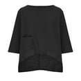 thumbnail image 4 of Scyoekwg Short Sleeve Shirts for Women Going Out Tops Casual Loose Comfy Blouse Tshirt Classic Solid Color Crewneck Irregular Tops Cute Tops (Black,XXL), 4 of 6