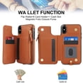 thumbnail image 5 of Wallet Case for Apple iPhone XS/ iPhone X, with Crossbody Shoulder Strap & Hand Wrist Cards Holder Zipper Pocket Stand Feature Full Protective Shockpoof Phone Case for iPhone XS/X, Brown, 5 of 7