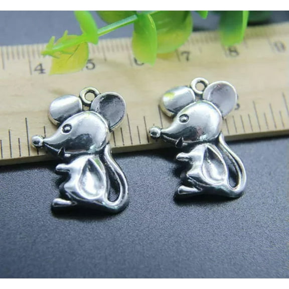U8MO 6/20pc Cute Mouse Animal Alloy Charms Pendants for Jewelry Making DIY 24*18mm-6pcs