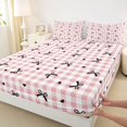 thumbnail image 3 of Homewish Kawaii Pink Buffalo Twin Sheet Sets for Kids, Princess Bowknot Bow Twin Fitted Sheet, Love Heart Flat Sheet, Lightweight Room Decor, 3 Pieces, 3 of 7