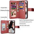 thumbnail image 5 of iphone 15 Phone Case, Leather Wallet Case for Apple iphone 15, Ebizware Credit Card Cash Holder Folio Flip [Detachable] Kickstand Magnetic Cover & Lanyard for Women Men [Wine Red], 5 of 8