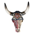 thumbnail image 2 of Western Texas Flag Colors Floral Tribal Tattoo Bison Cow Skull Wall Decor Plaque, 2 of 4