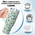 thumbnail image 3 of Balery Floral In Teal Pattern 40oz Stainless Steel Tumbler Double Wall Vacuum Insulated Water Bottle Ice Bully Insulated Tumbler With Handle And 2 in 1 Straw Lid, 3 of 8