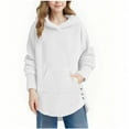 thumbnail image 4 of DxhmoneyHX Girls Long Fleece Hoodie Winter Warm Sherpa Long Sleeve Hooded Pullover Tops Fluffy Fuzzy Sweatshirts Side Slit Button Hoodies Outerwear with Pocket 5-15 Years, 4 of 7