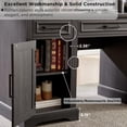 thumbnail image 4 of T4TREAM Executive Desk with Hutch, Farmhouse Office Desk with Charging Station & Wood Bookshelf Drawers and Storage Cabinet, Black, 4 of 7