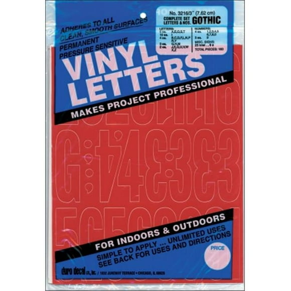 Graphic Products D3216-RED Adhésif Permanent en Vinyle Lettres et Chiffres 3&apos;&apos; 160/Pkg-Red