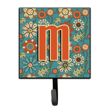 Letter M Flowers Retro Blue Leash or Key Holder
