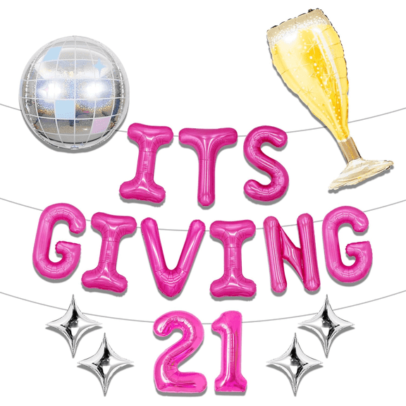 21st Birthday Party Decorations Set - Retro Sparkle Pink Silver Disco Vibe for Adult Celebration