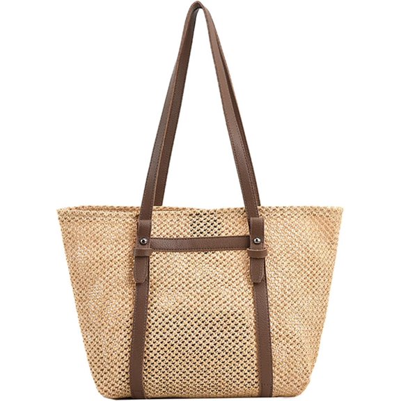 LinYooLi Straw Beach Bag, Summer Woven Tote Bag Large Shoulder Handbag Straw Purses and Handbags for Women Vacation