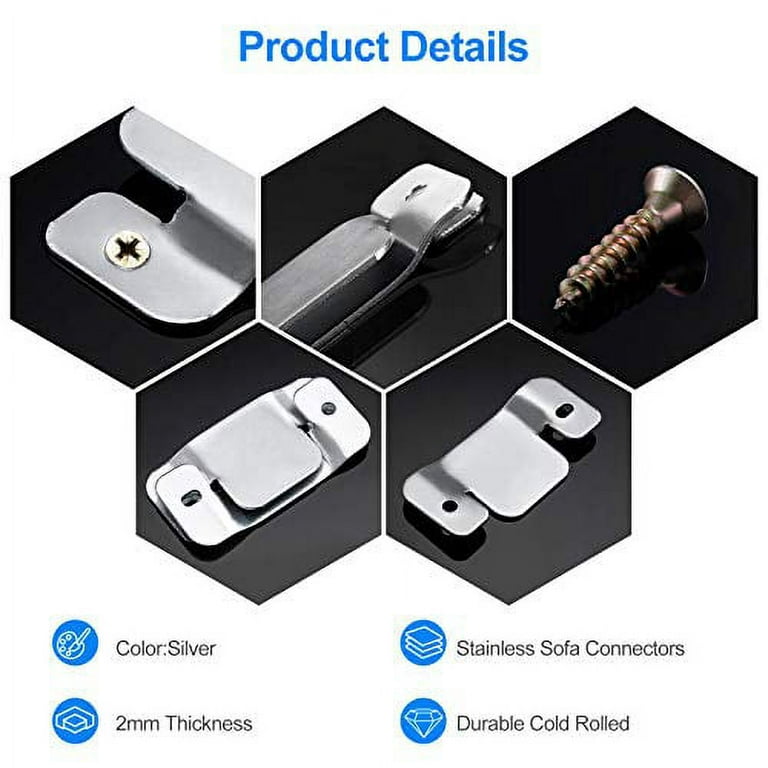SONGTIY 4PCS Sectional Couch Connectors Furniture Connector, Premium Metal  Sofa Interlocking Sofa Connector Bracket with Screws, Suitable for Loveseat