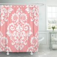 thumbnail image 1 of Cortinas de ducha impermeables ABPHQTO Patrón floral antiguo Damasco barroco rosas y blancas 165x180 cm, 1 of 2