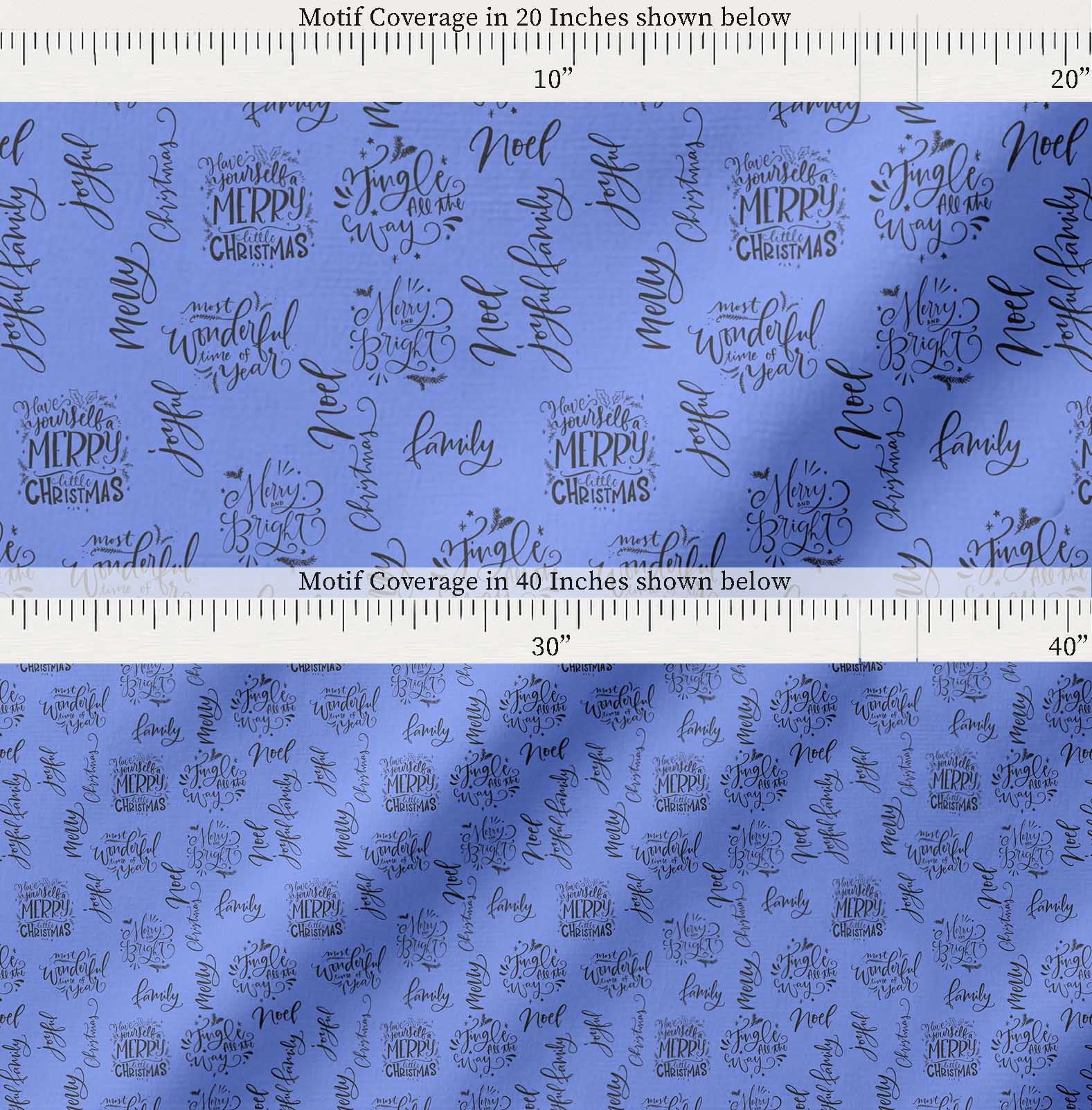 Soimoi Blue Cotton Cambric Fabric Merry Christmas Text Print Fabric by the Yard 56 Inch Wide