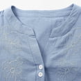 thumbnail image 7 of Craaazy Womens Embroidery V-Neck Tunic, Lightweight Cotton Linen Blend Short Sleeve Shirt for Beach, Vacation, Daily Outfits Gifts, 7 of 7