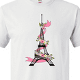 thumbnail image 4 of Inktastic Eiffel Tower in Paris with Flowers and Pink Banner T-Shirt, 4 of 5