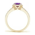 thumbnail image 2 of ANGARA Natural Oval 1.15 ct Amethyst Split Shank Halo Ring in 14K Yellow Gold for Women (Size-8x6mm) | February Birthstone, Birthday, Anniversary, Jewelry Gift for Women | Natural Amethyst Ring, 2 of 8