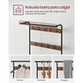 thumbnail image 4 of VASAGLE Perchero Zapatero, Perchero con Banco Recibidor, 4 en 1, 9 Ganchos Extraíbles, Barra Superior, para Entrada Pasillo, 33.7 x 77 x 183 cm, Industrial, Marrón Rústico y Negro, 4 of 6
