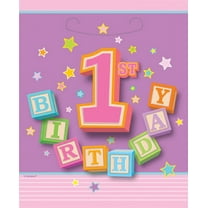 1st Birthday Blocks Girl Treat Bags