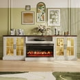 thumbnail image 6 of Sunmthink Farmhouse TV Stand with 36" Fireplace for TVs up to 100", Media Entertainment Center with Adjustable Shelves and Large Storage Cabinets, for Living Room, White, 6 of 7