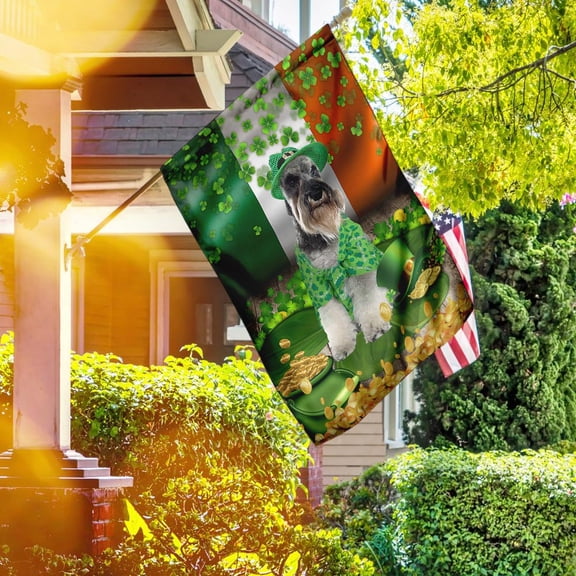 Miniature Schnauzer St. Patrick's Day Flag - Garden Flag (11.5" x 17.5")