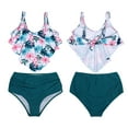 thumbnail image 6 of Jurebecia Family Matching Swimwear Mother Daughter Women Kids Girls Floral Green Leaves Printed Bikini Two-Piece Swimwear Suits, 6 of 8